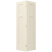 Codel Doors 30" x 80" Primed 3-Panel Craftsman III Molded Hollow Core Bifold Door and Hardware 2668MHCCRABF